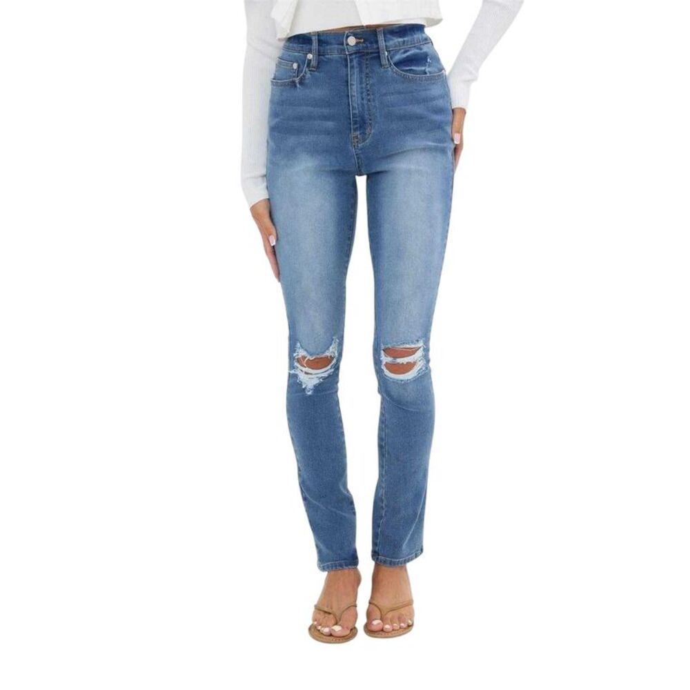 I Saw It First Womens/Ladies High Waist Skinny Jeans / Mid Blue